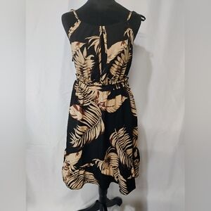 SHEIN Black and Tan Halter Tie Front Sundress